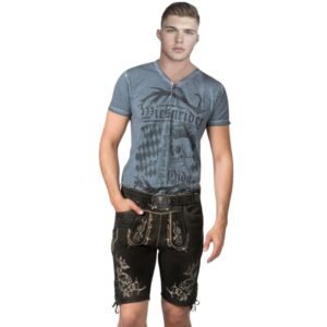 Elegant Black Bavarian Lederhosen Embrace Style with Charming Embroidery for a Modern Twist on Tradition