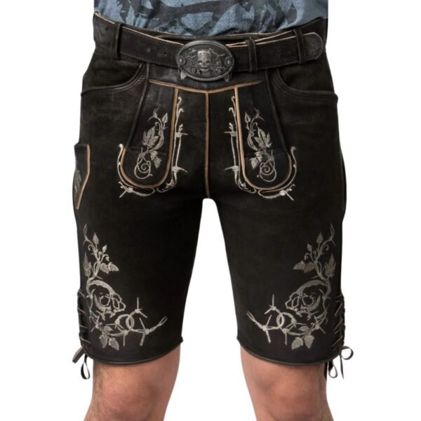 Elegant Black Bavarian Lederhosen Embrace Style with Charming Embroidery for a Modern Twist on Tradition - Image 3