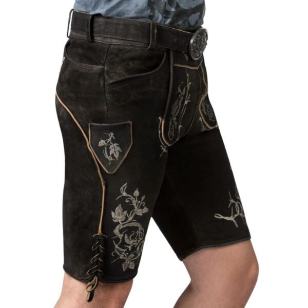 Elegant Black Bavarian Lederhosen Embrace Style with Charming Embroidery for a Modern Twist on Tradition - Image 4