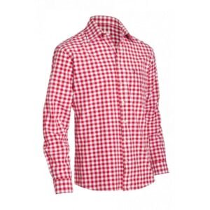 Traditional Bavarian Shirt Small Checkered Dark Red