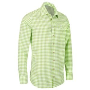 German Bavarian Shirt Slim Checkered Light Green