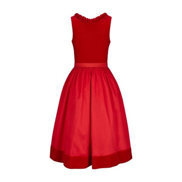 Traditional Dirndl Dress in Red Velvet For Women's - Image 2